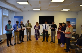 The National Voters Day Pledge was administered by Ambassador Pooja Kapur to the India based Embassy officers and staff on Friday 25 January 2019 at 1100 hrs at the Embassy Premises.