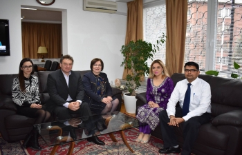 Mayor of Troyan Ms. Donka Mihaylova accompanied by Mr. Ivan Chakarov, Director, National Exhibition, Oreshak, met Ambassador Pooja Kapur and discussed India's participation in the International Festival of Arts and Crafts to be held in Oreshak from 3-5 May 2019.
