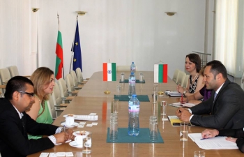 Ambassador Pooja Kapur calling on the Deputy Minister of Economy of Bulgaria H.E. Mr Alexander Manolev on 3 August 2017