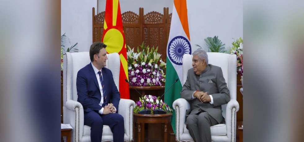 H.E. Mr. Bujar Osmani, Minister of Foreign Affairs of the Republic of North Macedonia called on the Vice-President Mr. Jagdeep Dhankhar in New Delhi